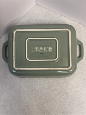 STAUB Ceramic Rectangular Baking Dish Set One Piece Eucalyptus 8 1/2  X 6 1/2 