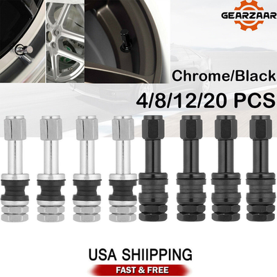 #ad Black Chrome TR48 Bolt On Tire Valve Stem Metal High Pressure Flush W Stem Buky $9.68
