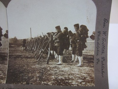 #2 Antique Stereoview Card 1904 Company of Soldiers 6th Division Tokio Japan