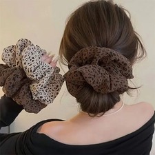 Leopard Print Scrunchie Hair Tie Brown Black Animal Print Accessory