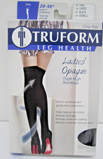Truform Thigh High Closed Toe Stocking Ladies Opaque-20-30mmhg Large Black-0364
