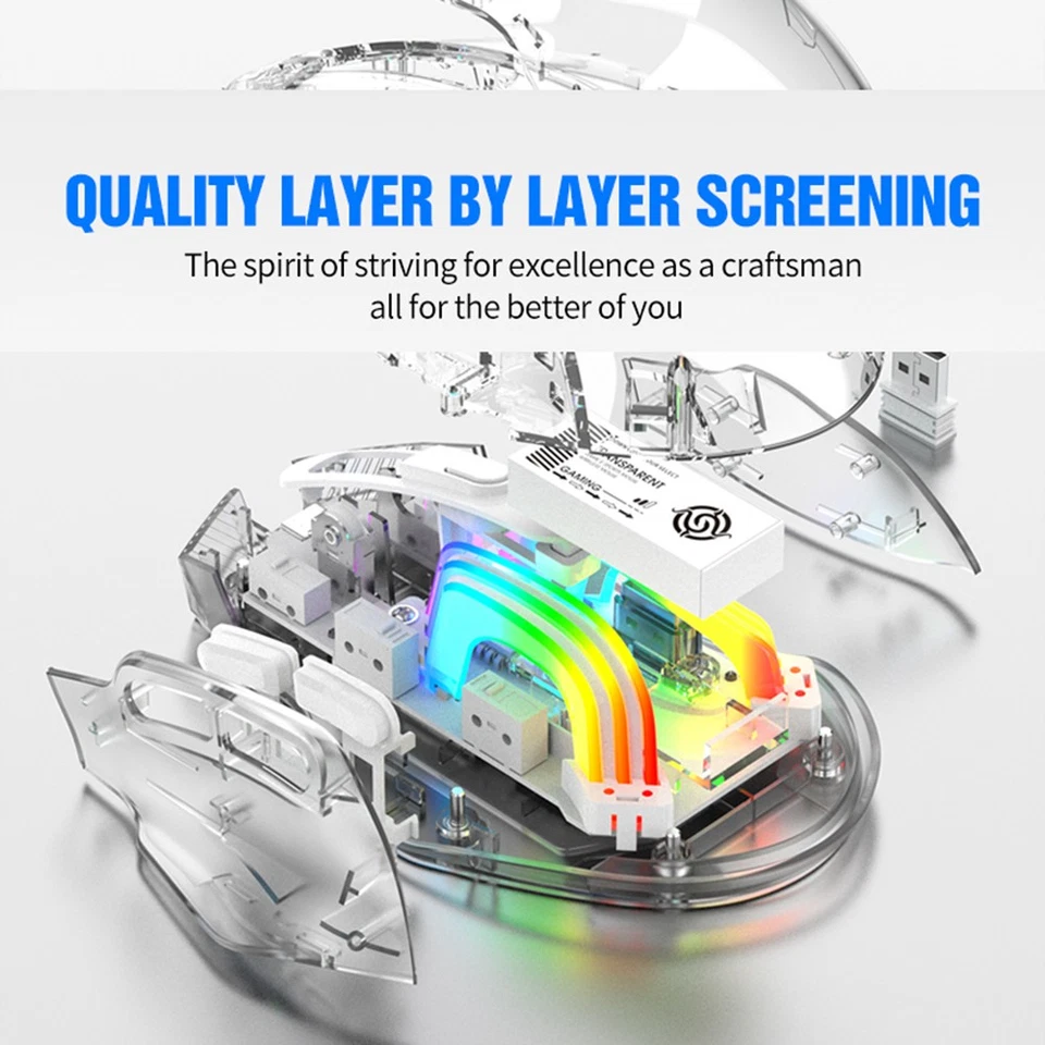 Wireless 2.4G BT5.0 Wired Tri-Mode Rechargeable Gaming Mouse 3600DPI Adjustable - Image 3 of 4