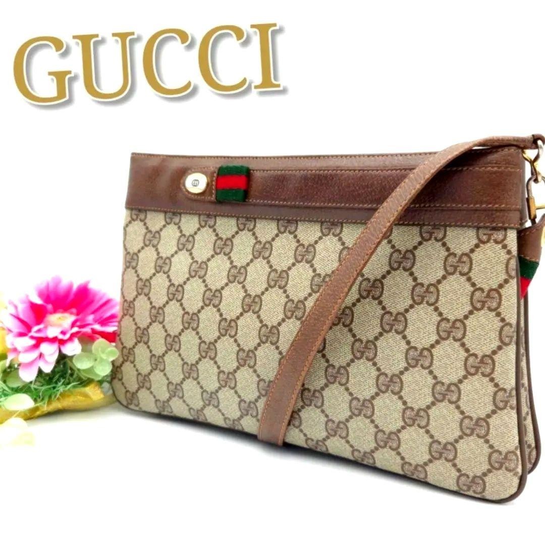 GUCCI Sherry Line GG Pattern PVC Old Shoulder Bag Vintage Style