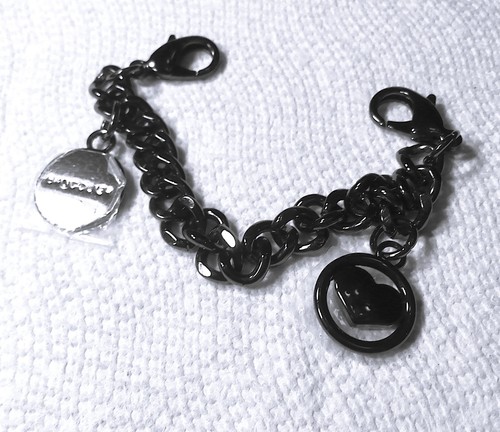 The Bandolier Circle Heart Charm Chain - Black - Luxury Logo Wristlet Strap
