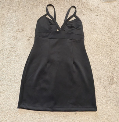 Fredericks of Hollywood Little Black Dress Sz L Mini Bodycon Cutout Cocktail LBD