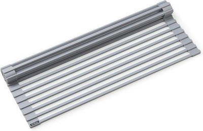 Luxurious Over-Sink Roll-Up Dish Drying Rack & Trivet - Light Grey, 20.5 x12.75 