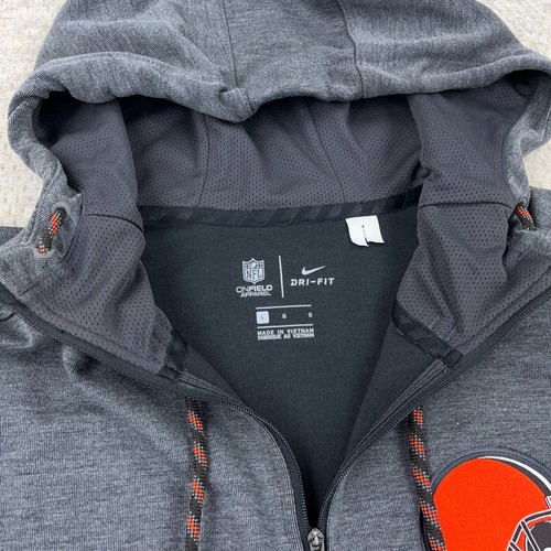 Cleveland Browns Hoodie Men Large Nike Dri Fit On Field Full Zip Jacket Gray NFL - Picture 2 of 11