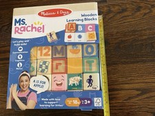 Melissa  Doug Wooden Learning Blocks Ms. Rachel Letter, Number, and Game