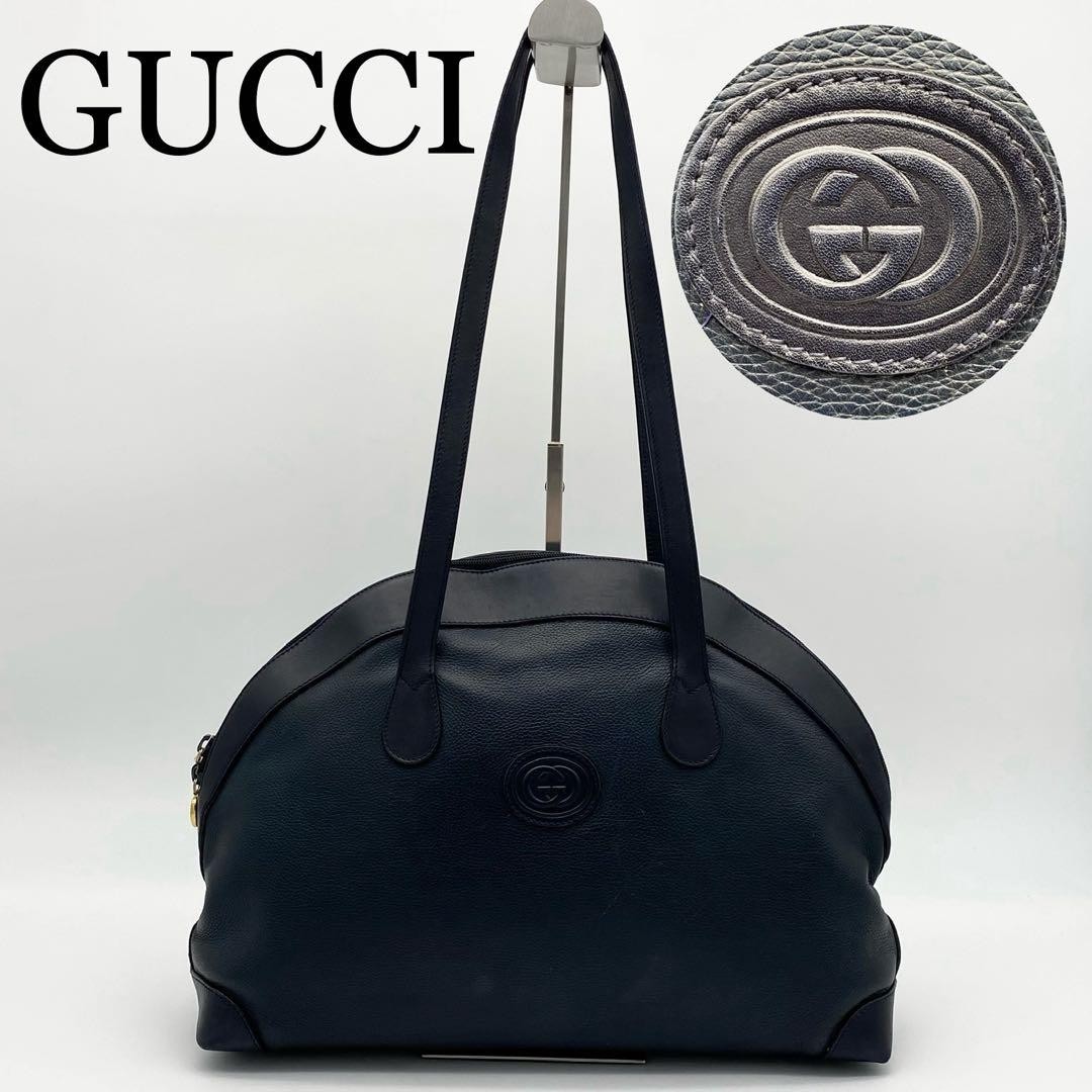 Gucci Interlocking G Half Moon Leather Tote Shoulder Bag