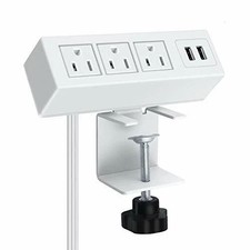 3 Outlet Desk Clamp Power Strip Desktop Power Strip With Usb Ports Desk White 