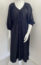 Target 18 Black Puff Sleeve Floral Lace Elastic Waist V Neck A-Line Maxi Dress