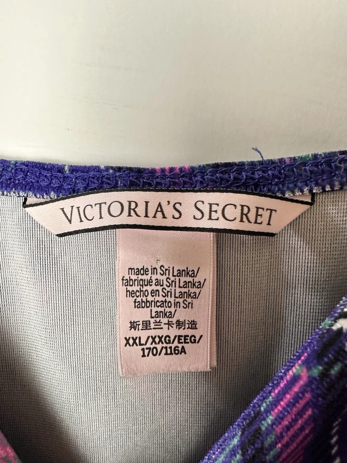UNDERCOVER Victorias Secret Velluto Babydoll Chemise Vestito Slip Viola Plaid Y2K Grunge XXL
