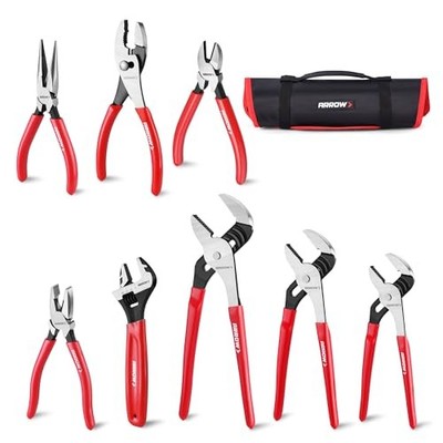 ARROW 8PCS Pliers & Wrench Set, 6'' Needle Nose Pliers, 6'' Diagonal, 7'' 