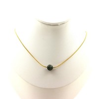 Halskette 1 Perle Seraphinit 8 Mm Kette Aus Edelstahl Vergoldet