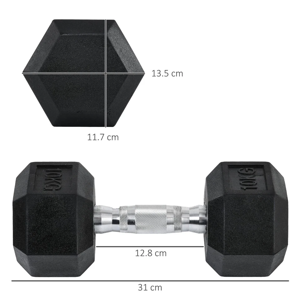 HOMCOM Hexagonal Dumbbells Kit Weight Lifting Exercise for Home Fitness 2x10kg, photo 3 of 5