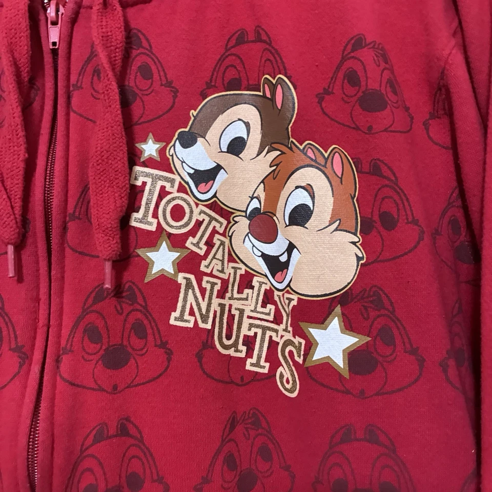Vintage Disney Chip N’ Dale Full Zip Hooded Sweatshirt Women’s 3X Totally Nuts - Image 3 of 4