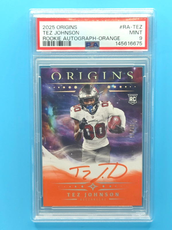 2025 Panini Origins- Rookie Autographs #RA-TEZ Tez Johnson Orange PSA 9 32 /75