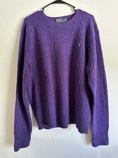 Polo Ralph Lauren Cable-Knit 100 Lambs Wool Purple Sweater Size XL
