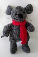 Build A Bear Gray Mouse Red Scarf Holiday Christmas  Mini Plush Ornament