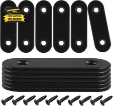 12 Pcs 2 Inch Straight Bracket, Stainless Steel Flat Mending Brace, Black Connec