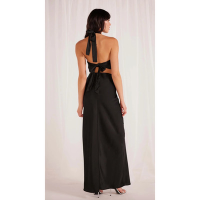 Neu Mit Etikett Klein FINLAY Satin Halterkleid minkpink Maxikleid Tie-Back