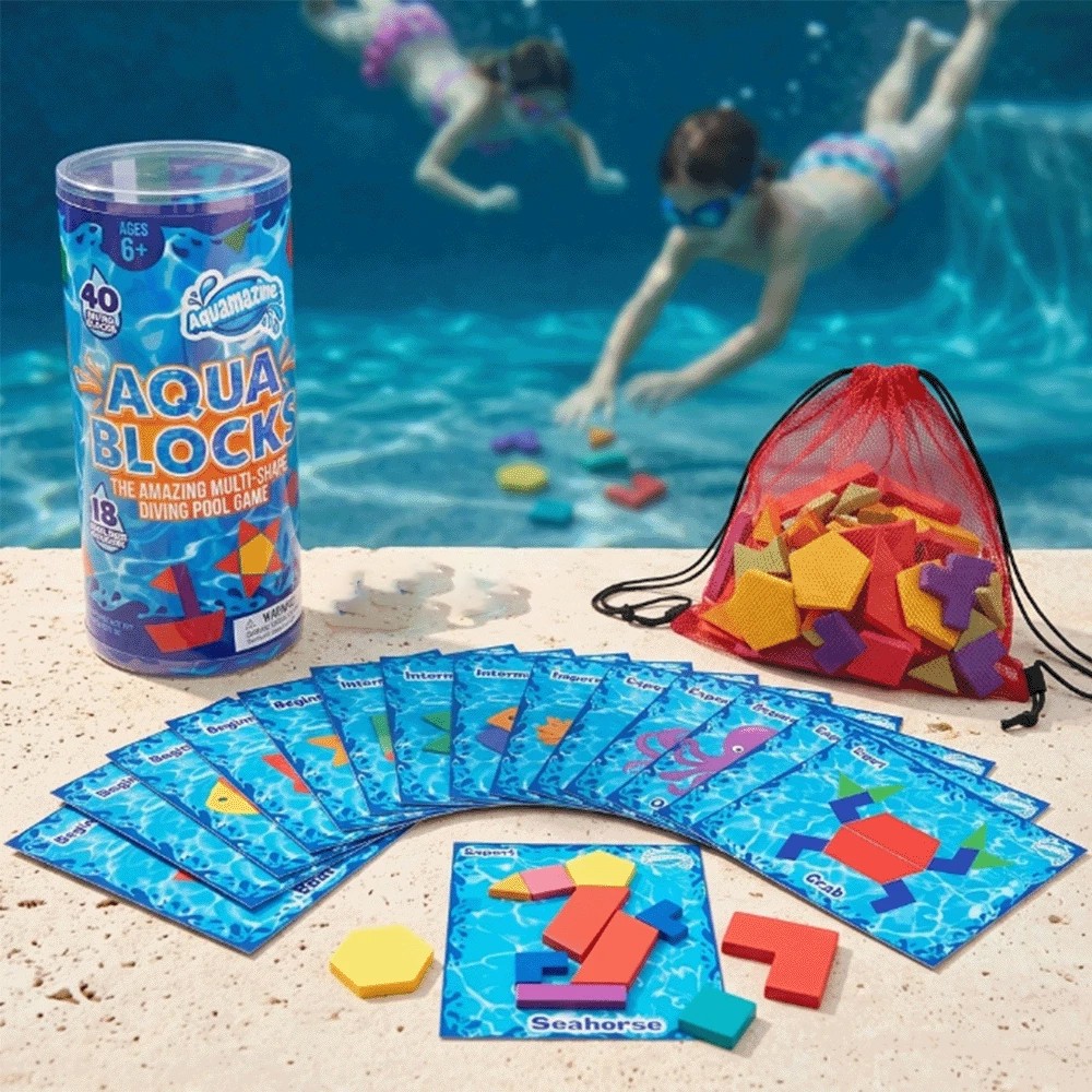 Juego de Buceo en Piscina - Juego Incluye 40 Juguetes de Hundimiento Multiforma, 18 Cartas de Desafío