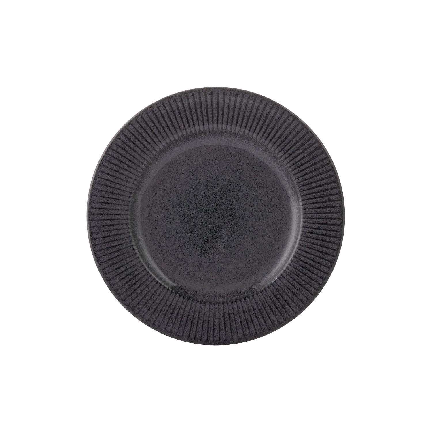 Stoneware Side Plate 20.3cm Black Linear Reactive Glaze Dessert Plate Mason Cash