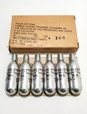 1963 Box of 6 Life Preserver CO2 Inflation Cartridges MIL-C-00601D (WEP) Type 1