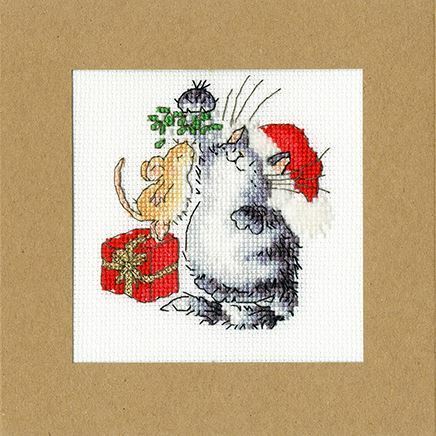 Under The Mistletoe - Christmas Card Cross Stitch Kit by Bothy Threads