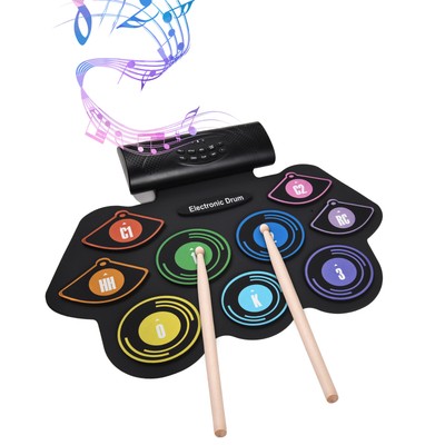 Electronic Drum Hand Roll Drum Set 9 Silicone Pads Built-in Stereo Speaker V1R3