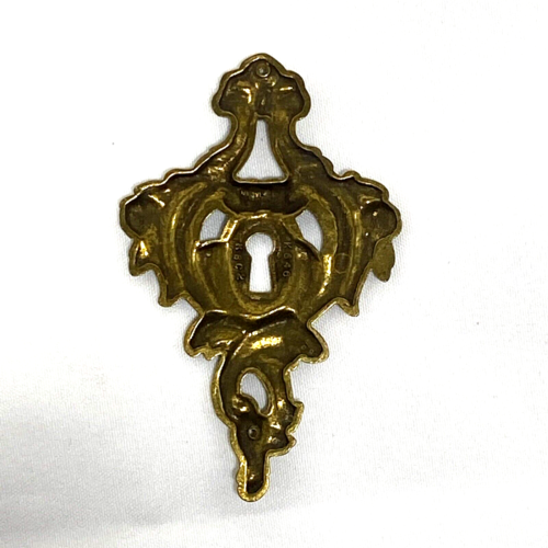QTY 3 Keeler Brass Escutcheons Key Hole Cover Plate Victorian Ornate - Picture 3 of 4