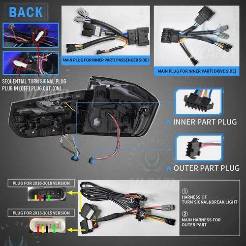 VLAND Para tylnych świateł LED GTS do 2013-18 BMW serii 3 F30 F35 F80 z sekwencyjnymi - Zdjęcie 8 z 15
