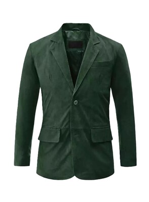 Herren Authentisch 100 % Reines Wildleder Blazer Weiches Leder Zwei Knöpfe Gr...