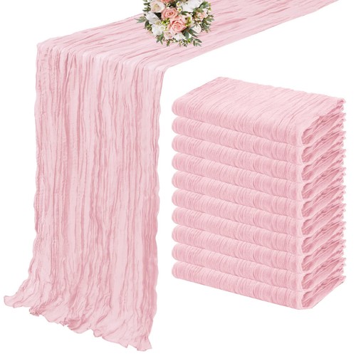 10-teiliges Set halbtransparent Gaze Hochzeit Tischläufer Salbeigrün Käsetuch Tisch - Bild 26 von 44