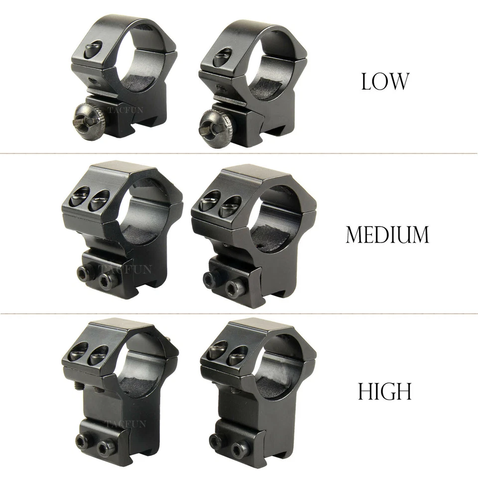 TACFUN 1 Pair 1" Diameter 3/8" 10mm Dovetail Scope Ring Mount w/ Fixed Pin