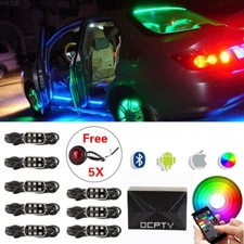 New 8X Control Pod GRB Rock Light LED Kit Under-body Remote Phone APP+Free Light
