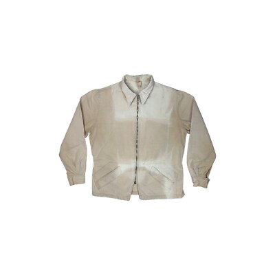 Vintage 1940er Arbeitsjacke Damen klein beige mit verblassendem Blitz Reißverschluss