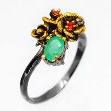 Handmade Jewelry Gift Not Enhanced Emerald Silver ring 925 Sterling / RVS73