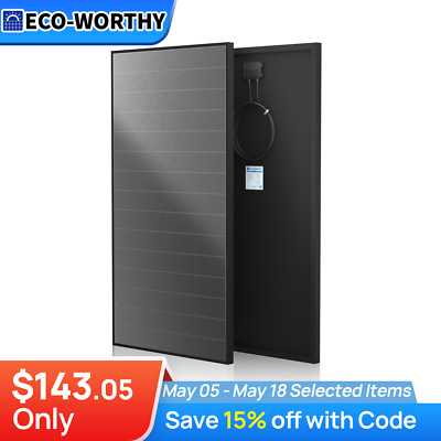 ECO-WORTHY 200W Solar Panel 25.2% High Efficiency All Black Hpbc Technology RV