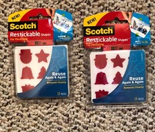 SCOTCH RESTICKABLE Red Holiday Shapes Mounting Stickers NEW Holds 3/4lb LOT Of 2