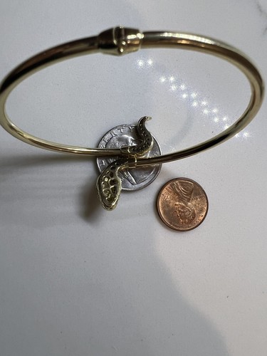 0 GOLd snake cobra cuff bangle Bracelet luck 14k solid cz gift her - Picture 6 of 11