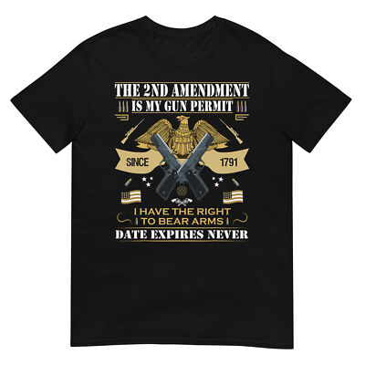 Pro Gun Second Amendment Is My Gun Permit USA American Flag T-Shirt