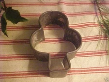 Antique vtg Tin Metal Clubs Biscuit Xmas Cookie Cutter Nice Aged Patina