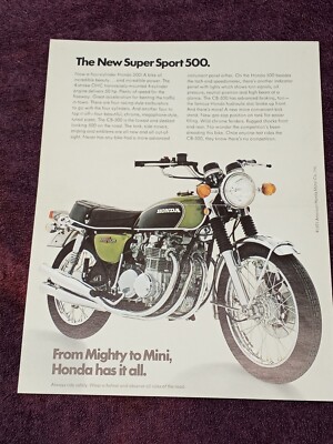 1971 HONDA SUPER SPORT 500 CB500 FOUR MOTORCYCLE SALES BROCHURE AD