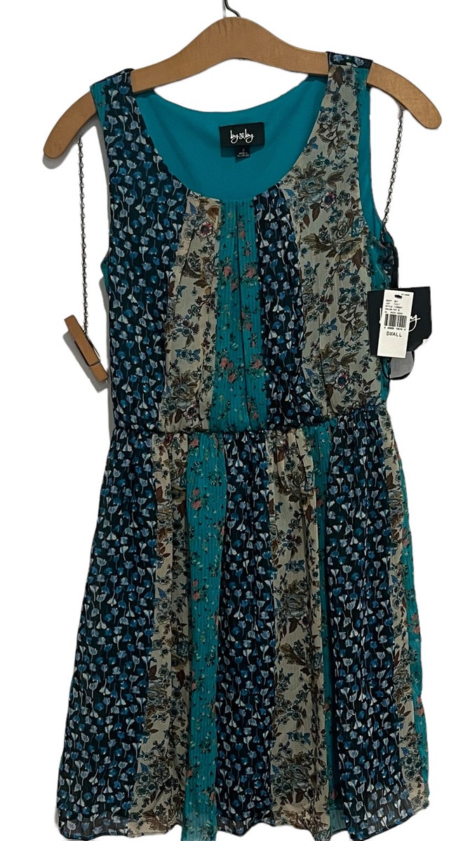 jcpenney blue dress juniors By & By Juniors Size XL Sleeveless Blue Floral Pattern Lined Dress-JCPenney-New