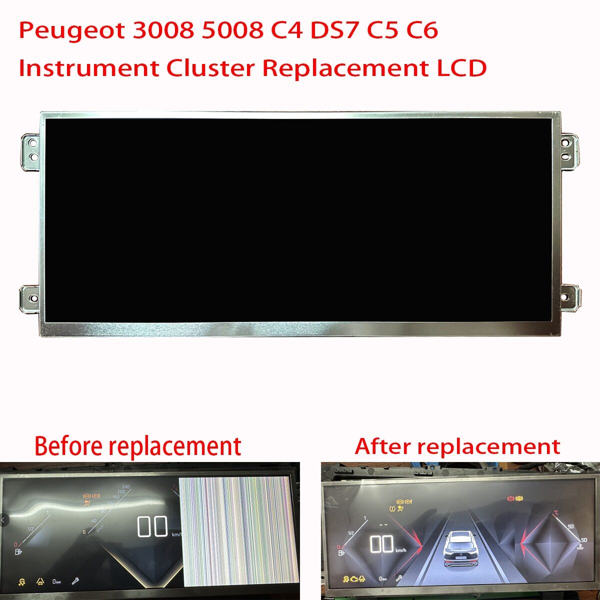 LCD Display Speedometer Cluster Citroen Peugeot 3008 5008