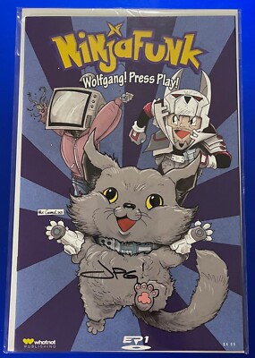 NINJA FUNK WOLFGANG PRESS PLAY V1 WHATNOT COMICS SIGNED AUTOGRAPHED JPG / COA XF