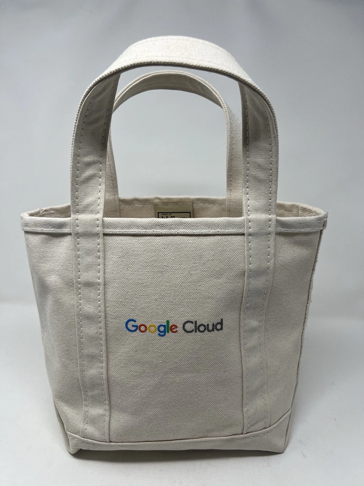 L.L. Bean Ivory Canvas Boat And Tote Satchel Shopper Google Cloud Rare Tech