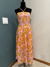 farm rio halter dress pink boto chita in print Sz P