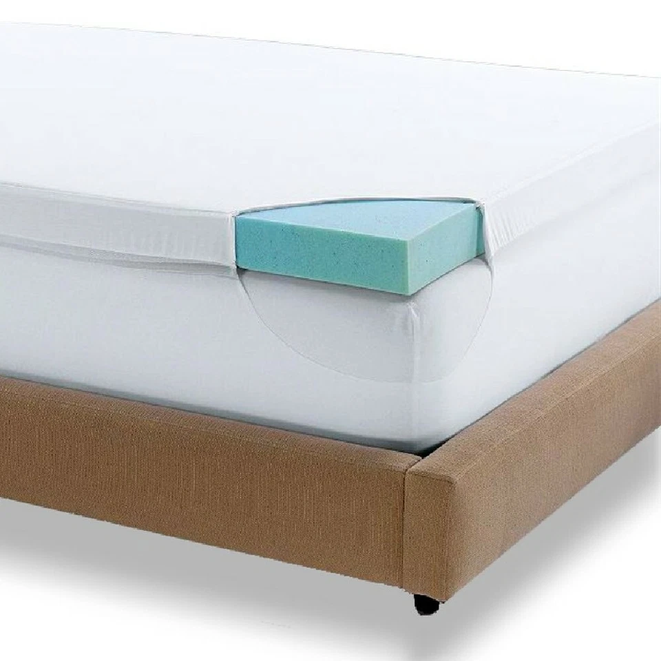 Memory Foam Mattress Topper CAL KING 3" Gel Foam Bed Cooling Cotton Cover Serta - Image 2 of 4